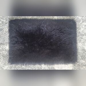 Faux Sheepskin Fur Square Fluffy Area‎ Black  Rug